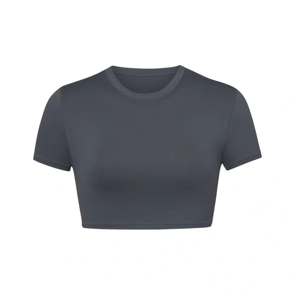 SKIMS Signature Swim Cropped T-Shirt Gunmetal Gray NEW 4X